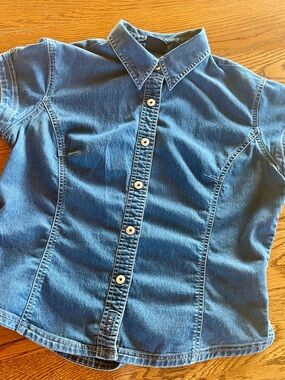 Route 66 Women's Denim Button-Down Shirt in Blue